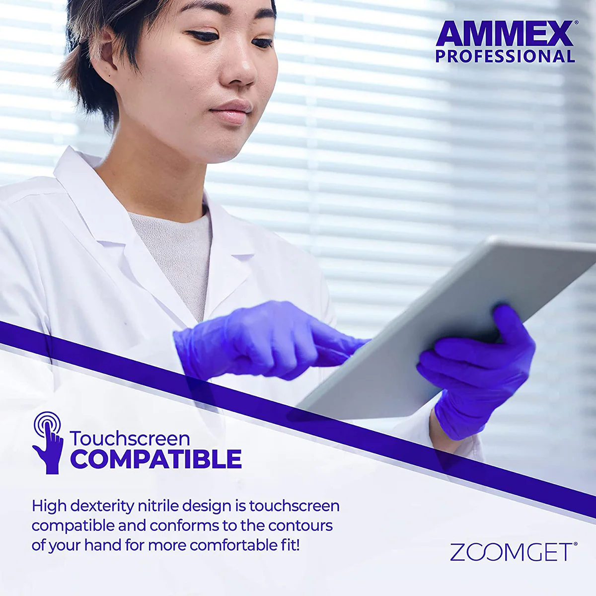 AMMEX Nitrile Disposable Exam Gloves - Large, Box of 100 - Image 3