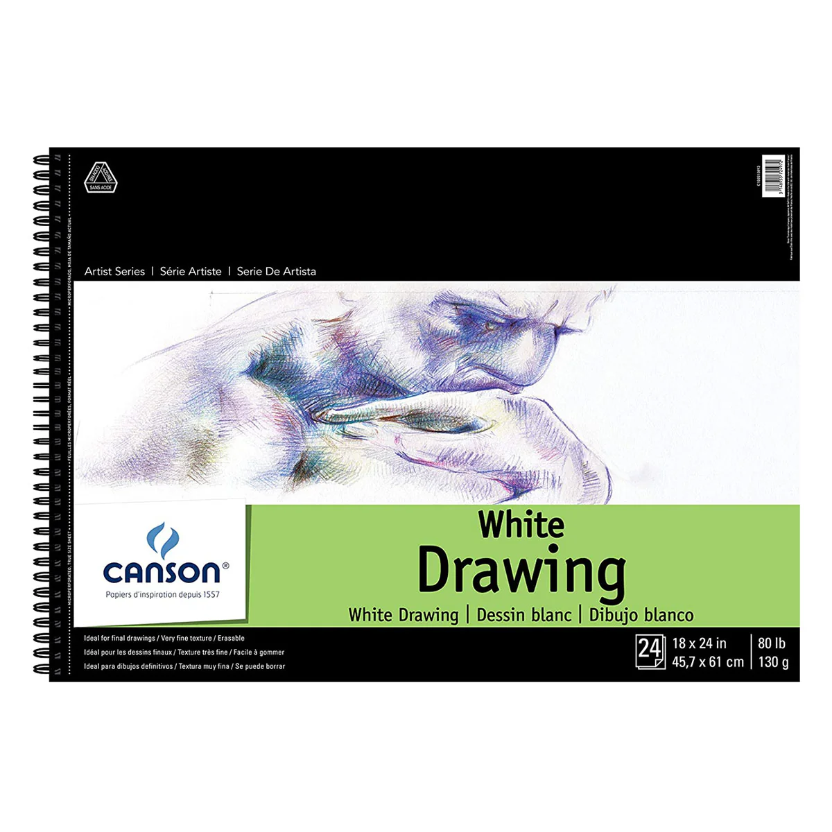 Canson Pure White Drawing Pad - 18 in X 24 in