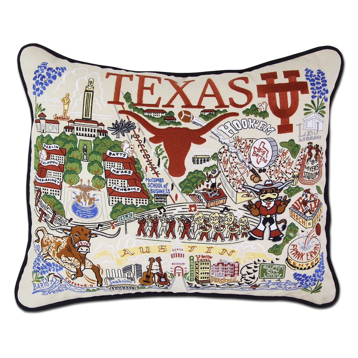 Catstudio University of Texas Embroidered Pillow