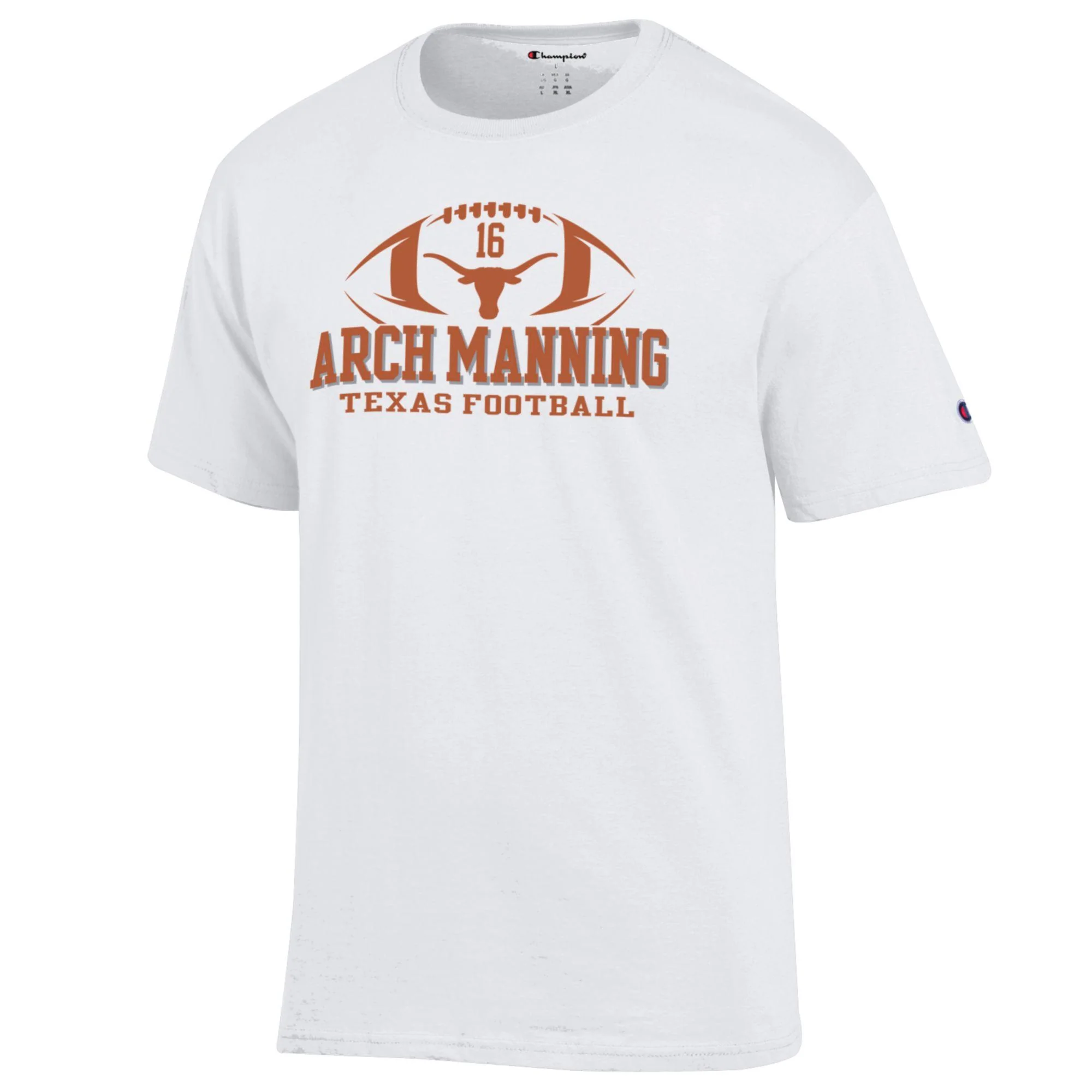 Champion Texas Longhorns NIL Arch Manning Football Helmet Tee