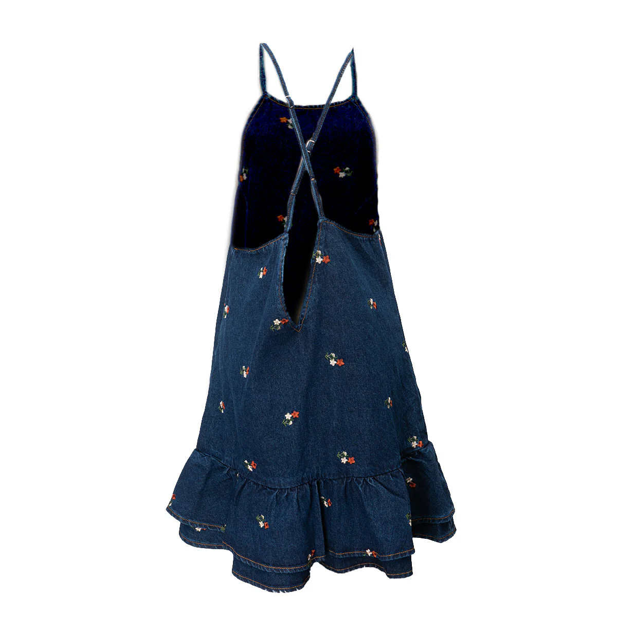 Embroidered Floral Denim Dress - Image 2