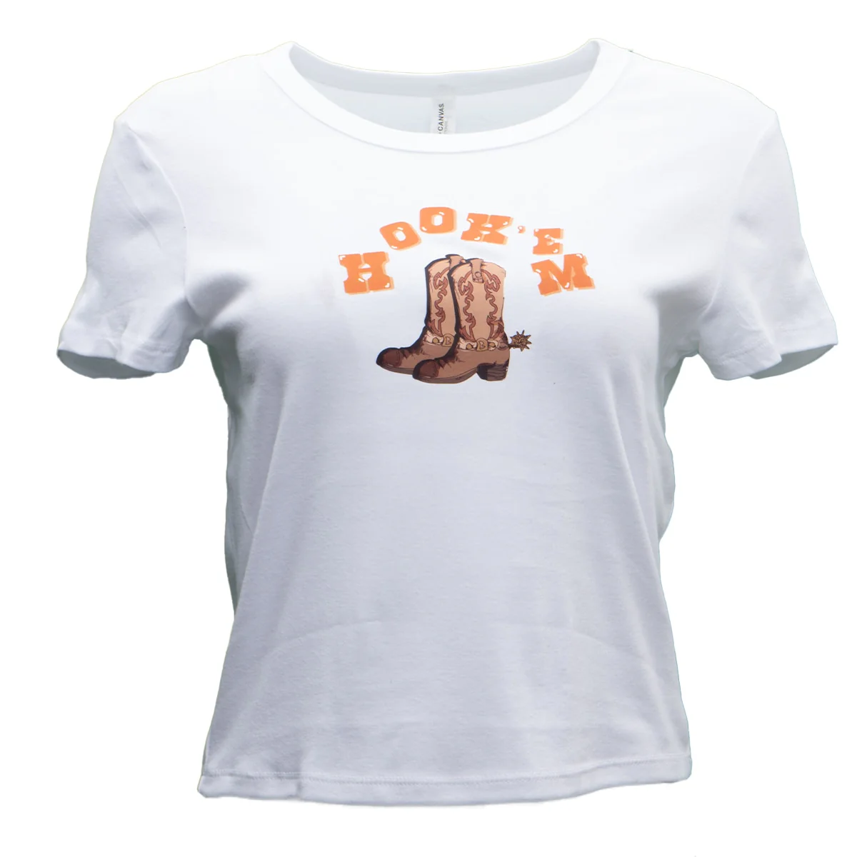 Hook' Em Boot Crop Baby Tee