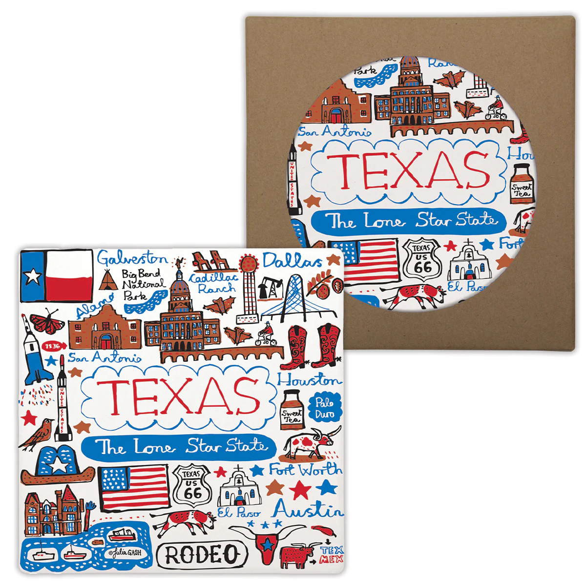 Julia Gash The Lone Star State 7" Square Absorbent Stone Trivet