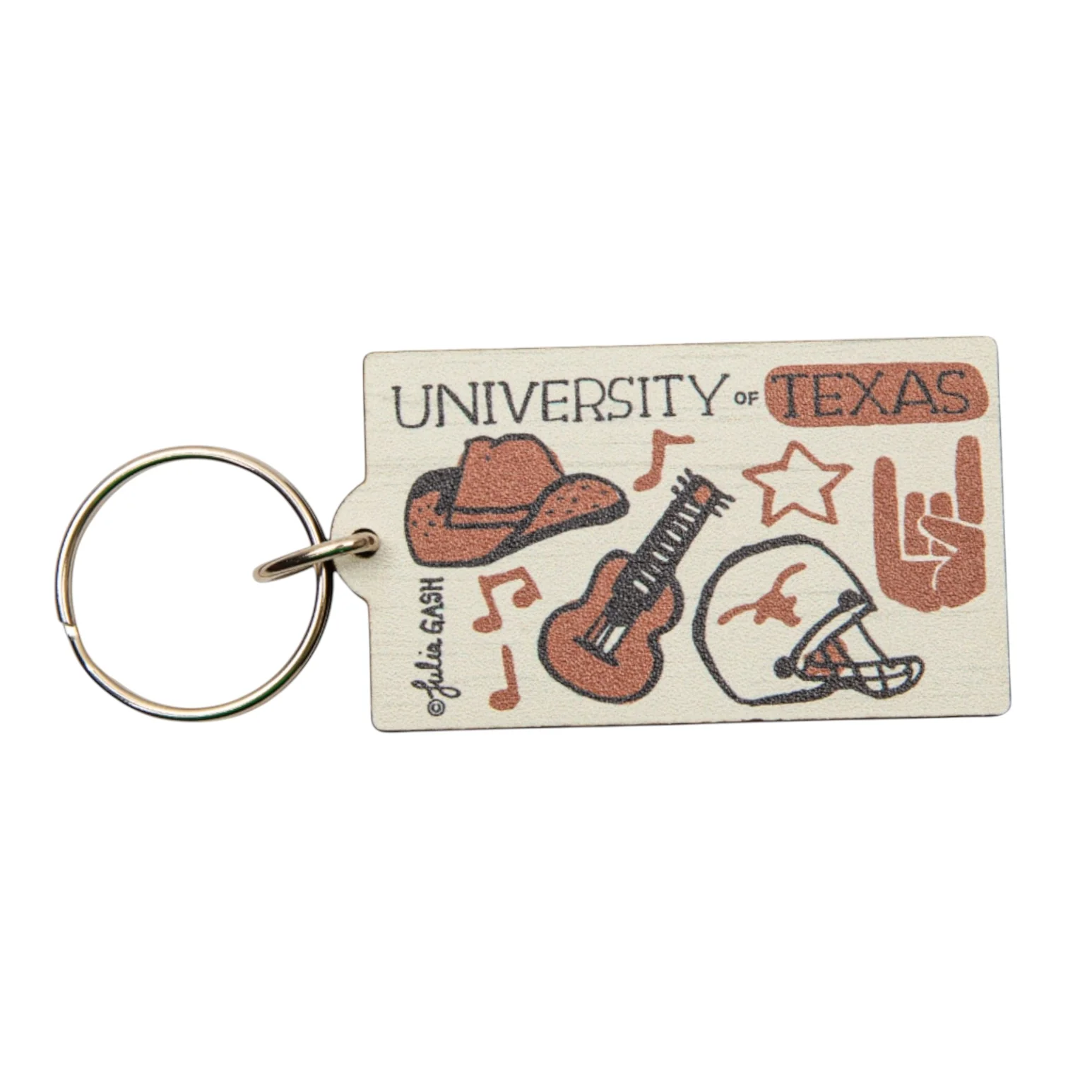 Julia Gash University of Texas Recycled Wood Keychain