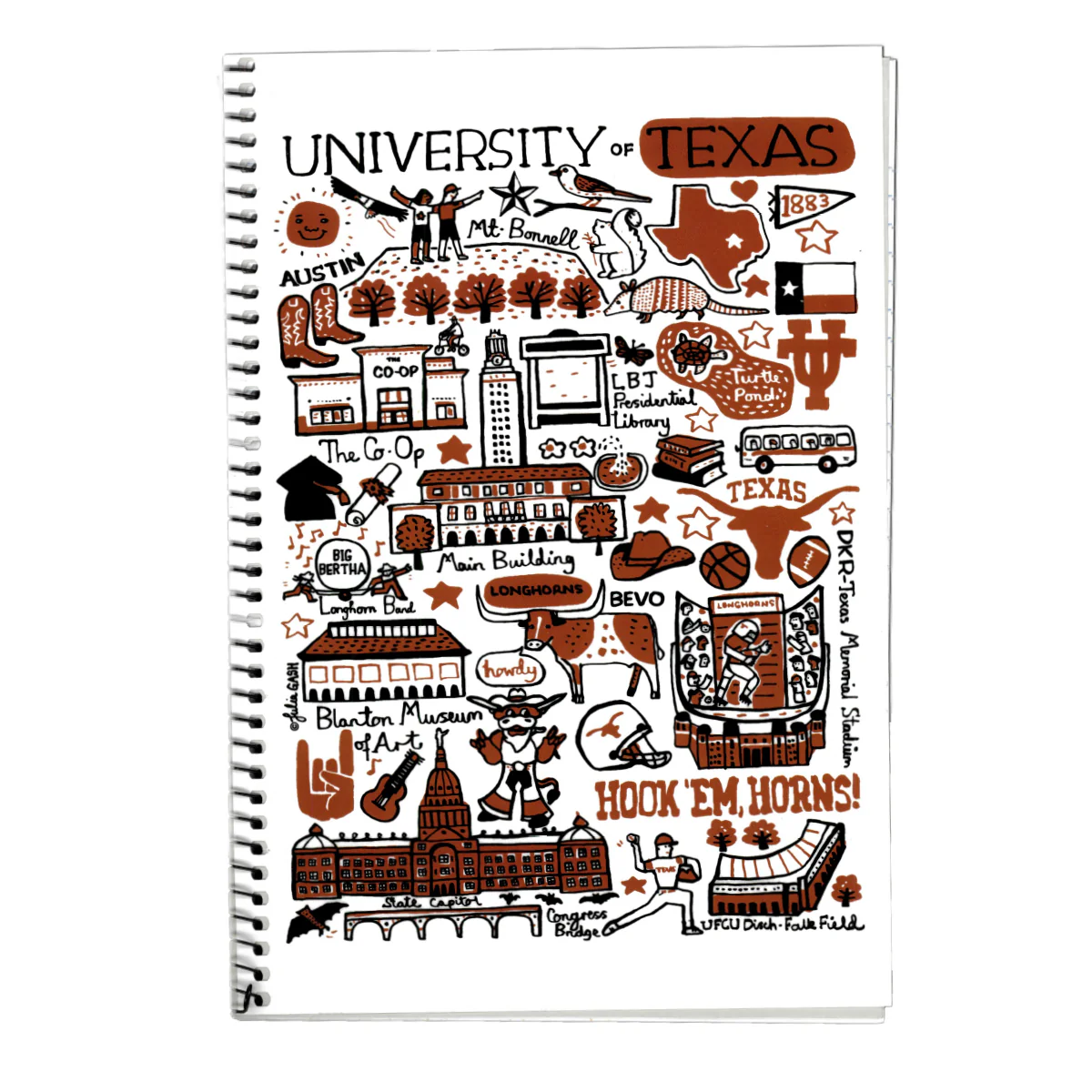 Julia Gash University of Texas Spiral Journal - 9.5" x 6.5"