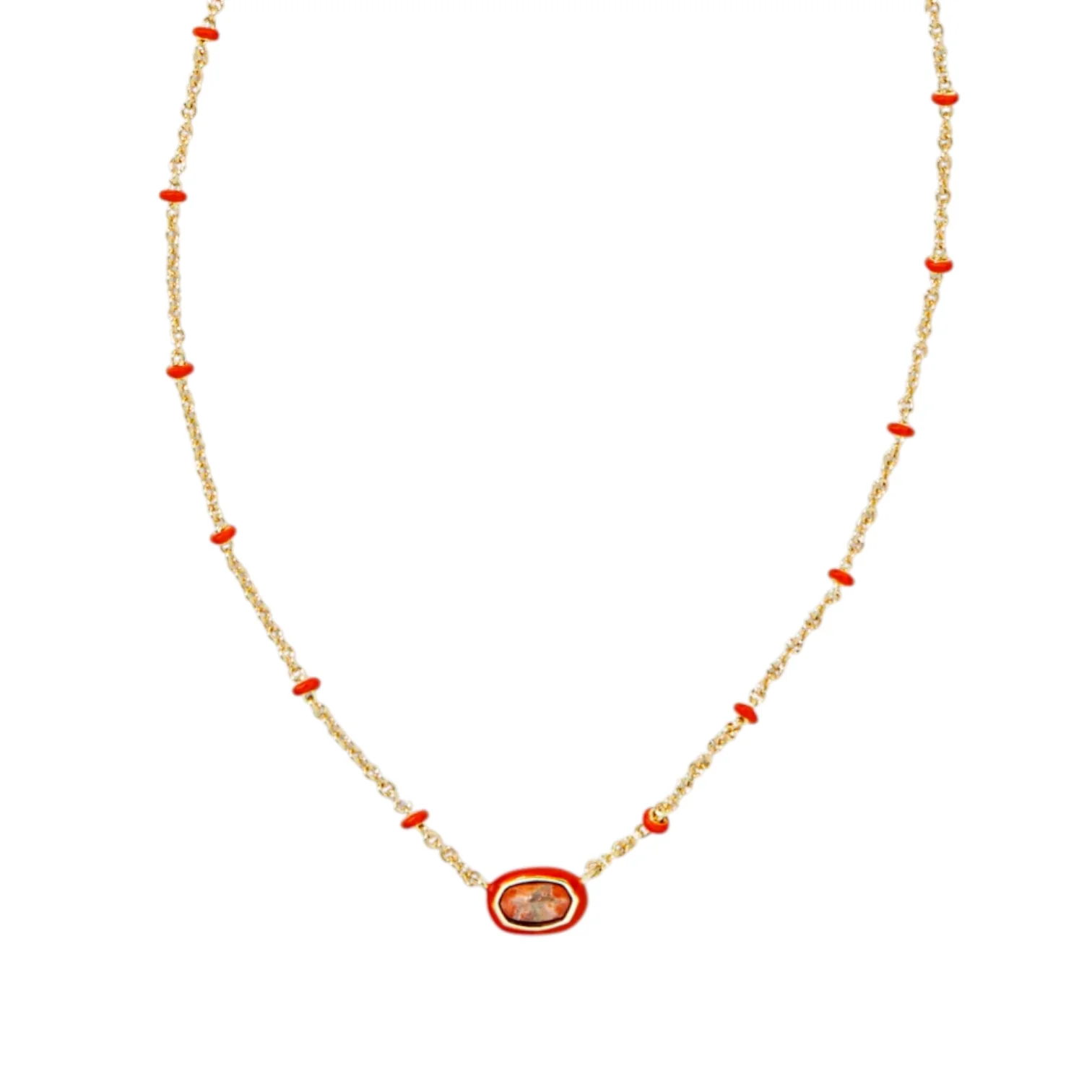 Kendra Scott Mini Elisa Gold Enamel Frame Pendant Necklace