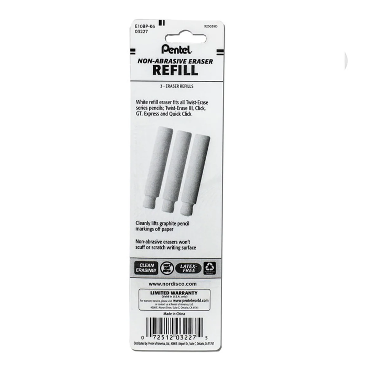 Pentel E10 Eraser Refills for Twist Erase Mechanical Pencils - Pack of 3 - Image 3