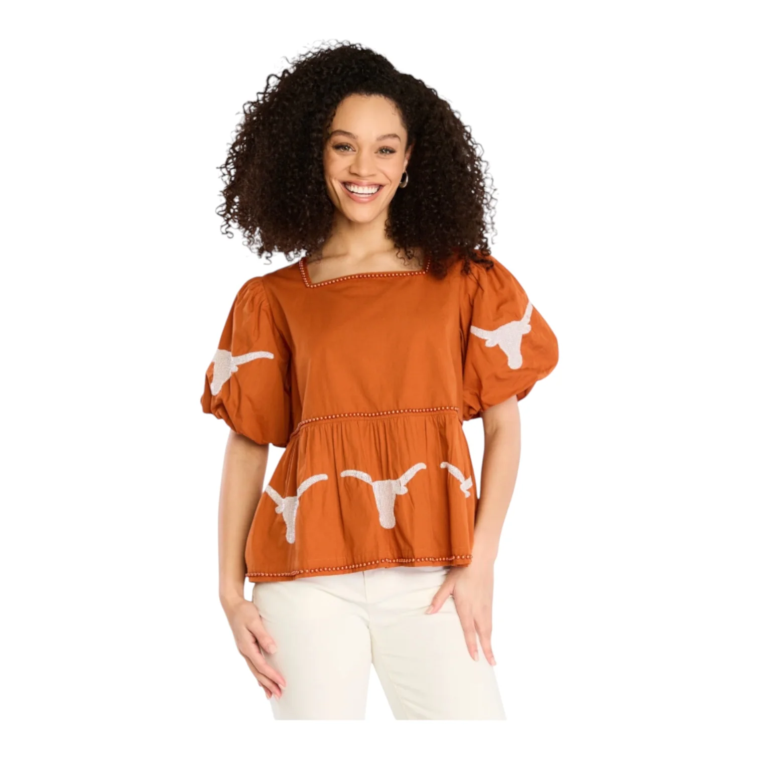 Stewart Simmons Puff Sleeve Peplum Top - Image 2