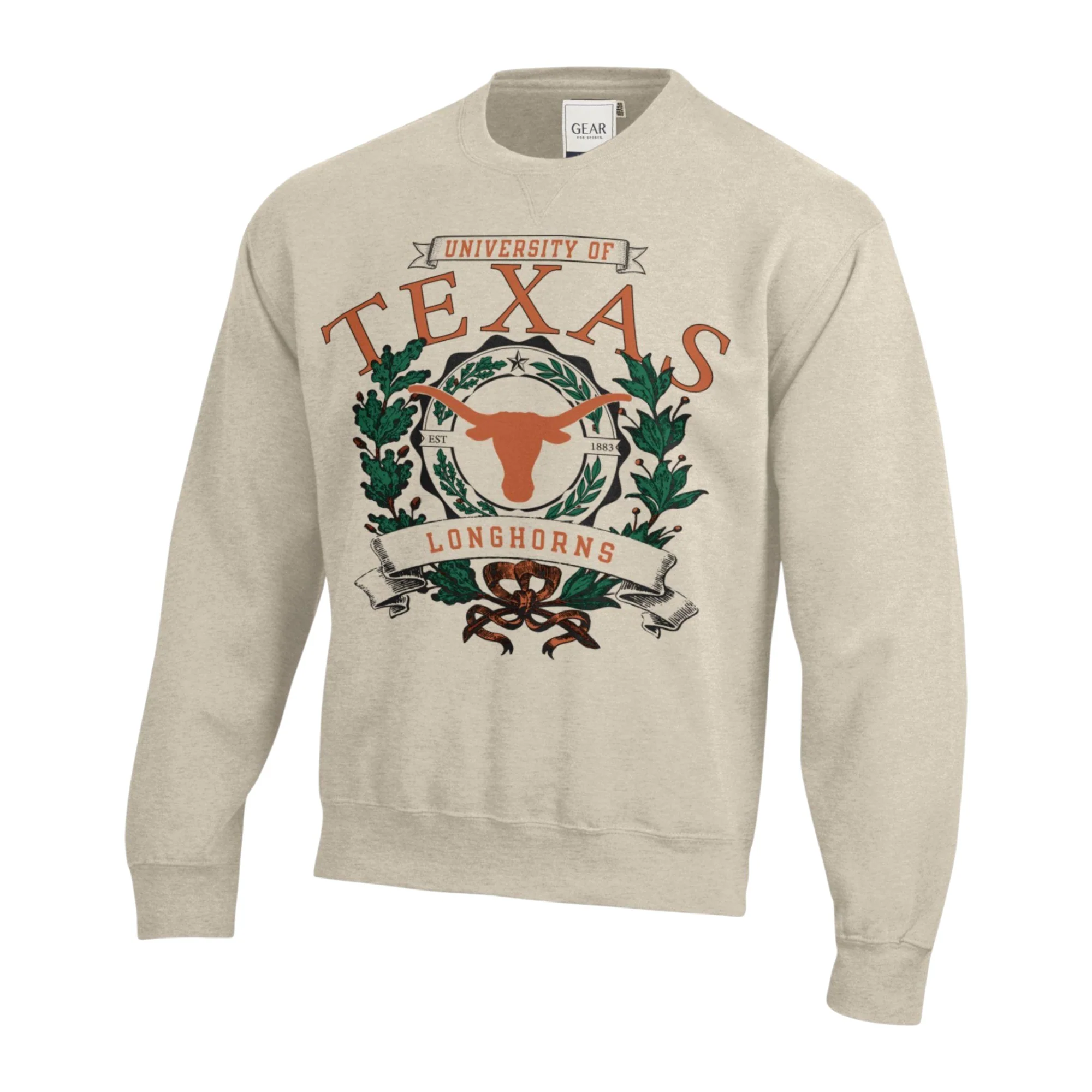 Texas Longhorns Big Cotton Olive Branch Crewneck Sweatshirt