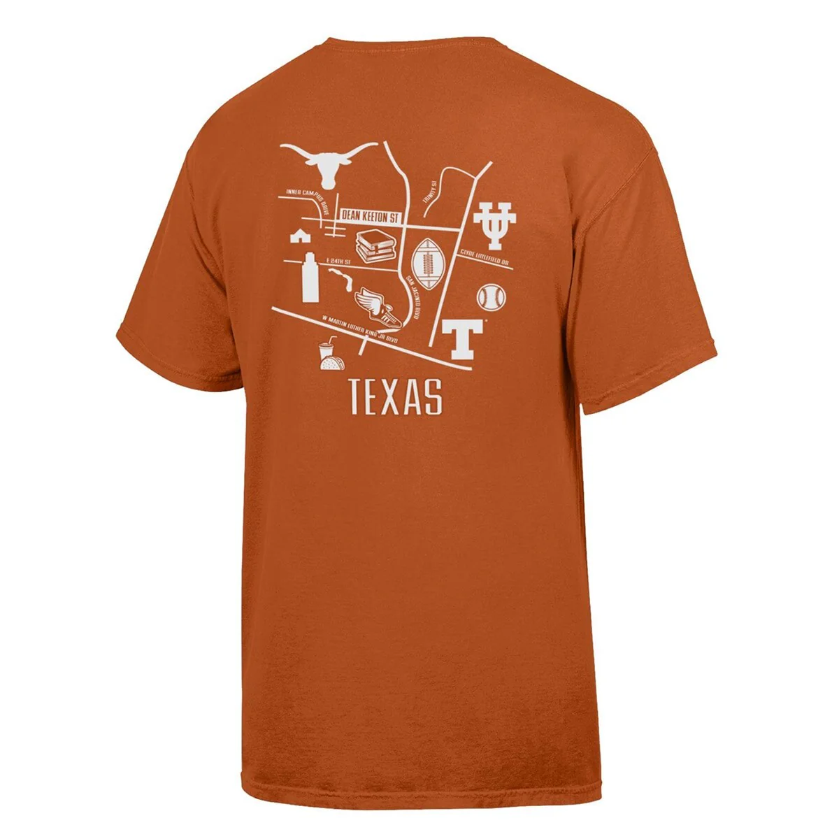 Texas Longhorns Campus Map ComfortWash Tee