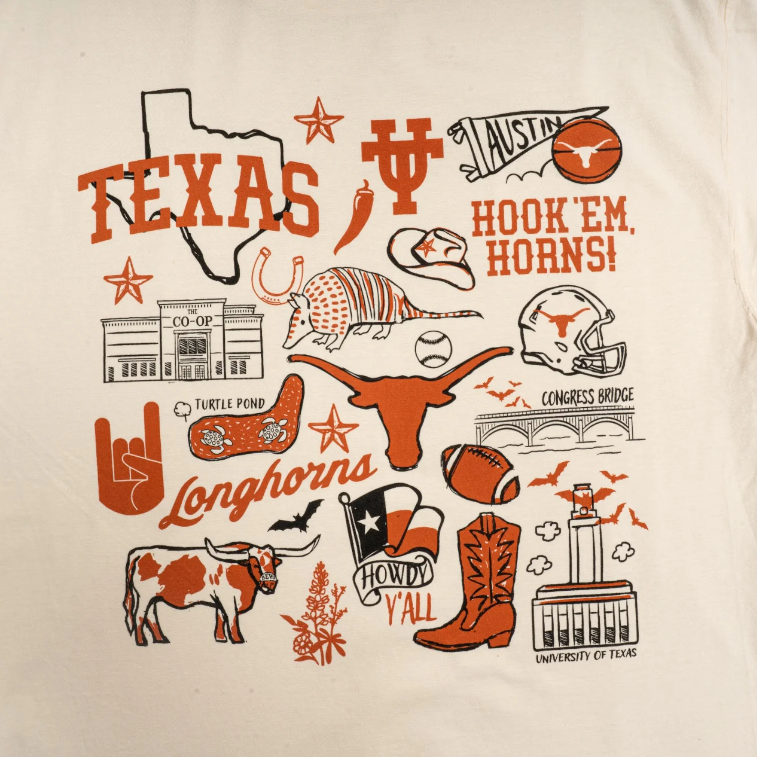 Texas Longhorns Full Back Icons ComfortWash Tee - Image 2