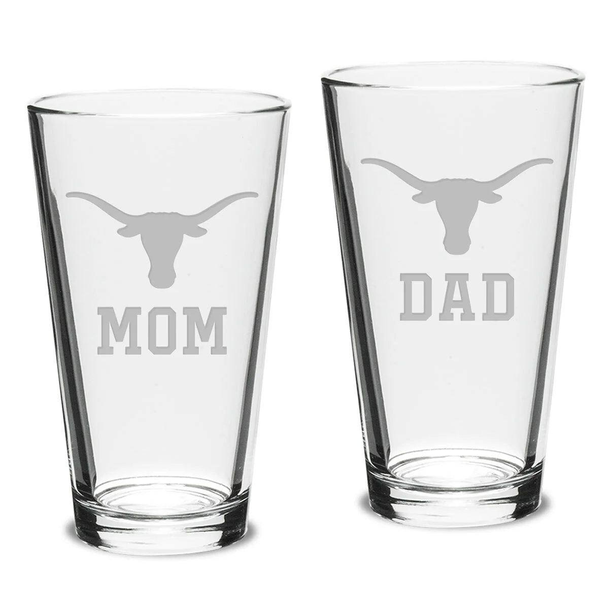 Texas Longhorns Mom and Dad Pub Glass Set