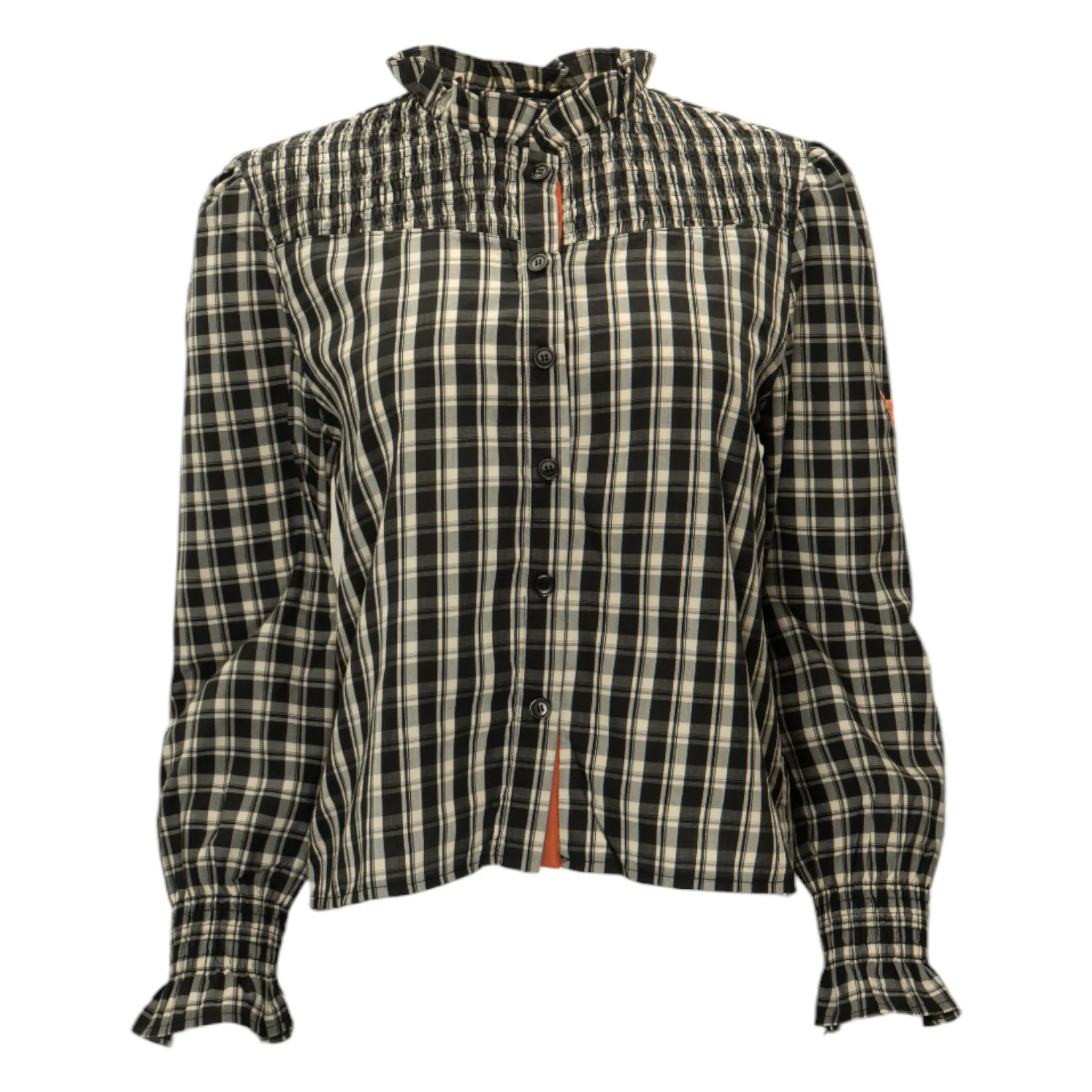 Texas Longhorns Plaid Ruched Yoke Blouse - Image 2