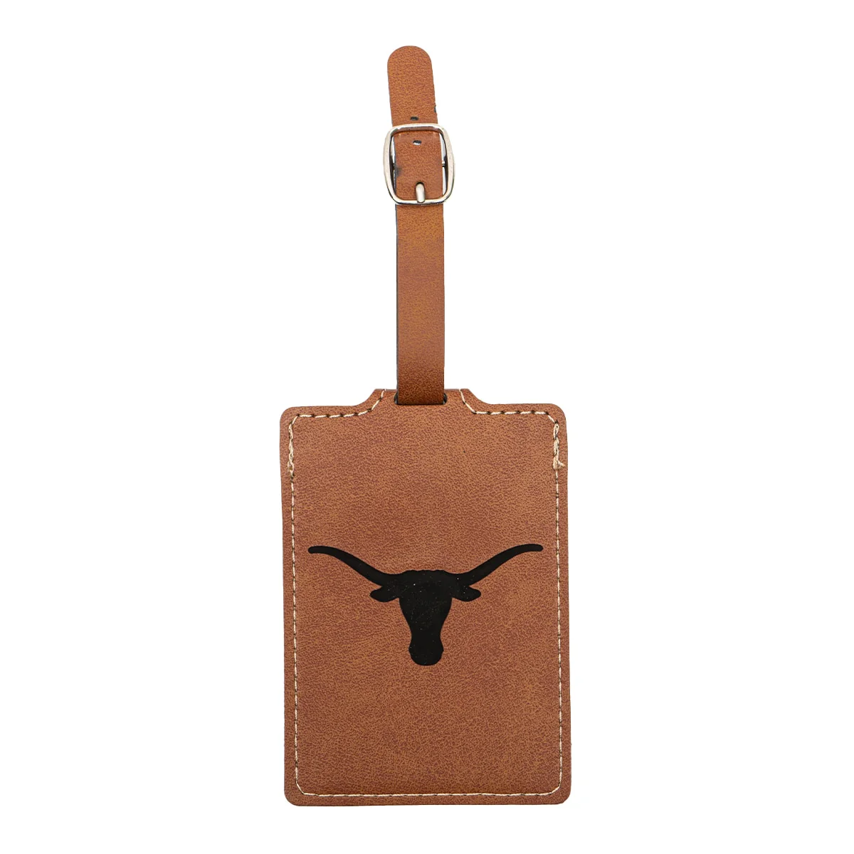 Texas Longhorns Steerhead Brown Vegan Leather Luggage Tag