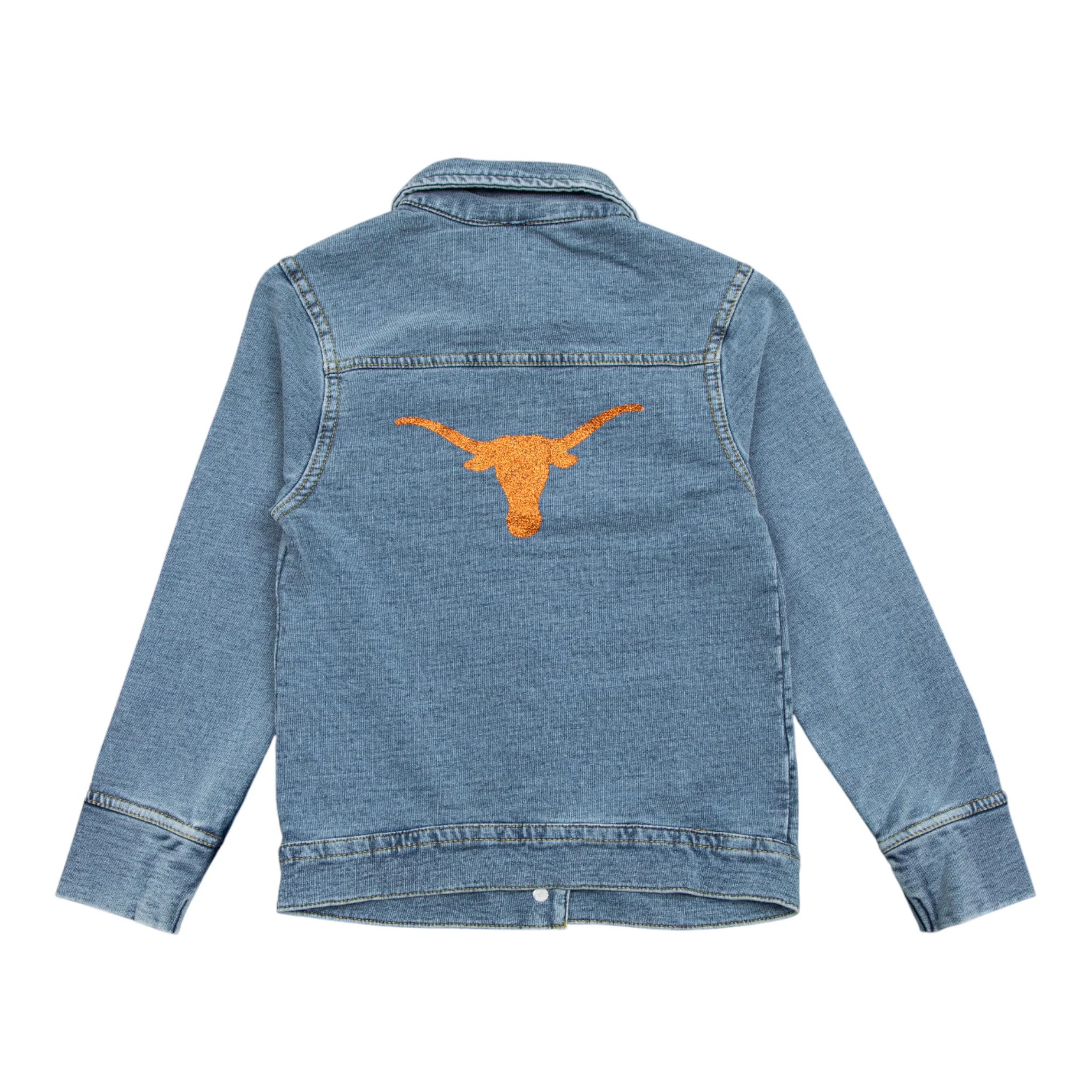Toddler Texas Longhorns Bedazzled Rhinestone Jean Jacket - Image 3