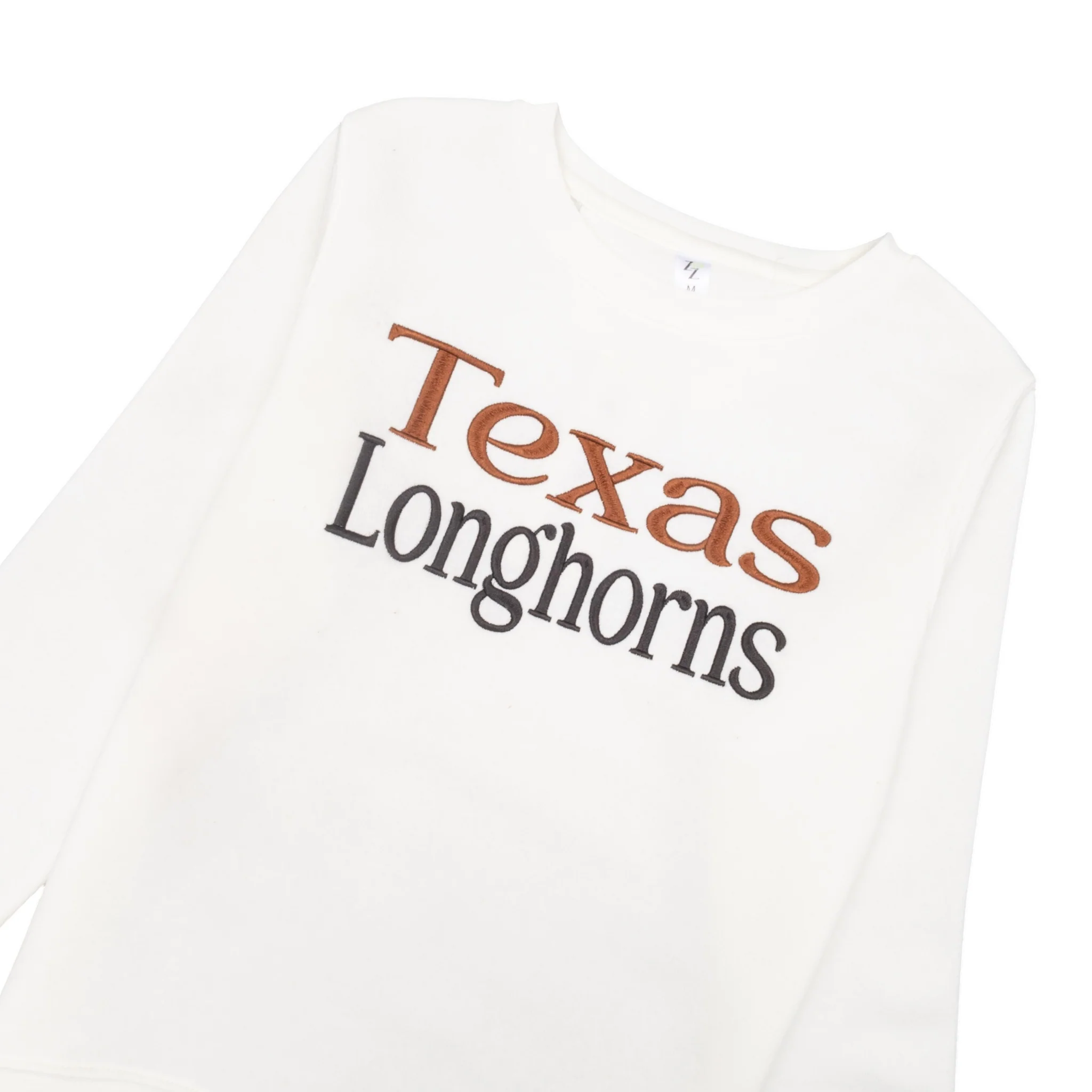 Youth ZooZatZ Texas Longhorns Puff Embroidered Crew Sweatshirt - Image 2