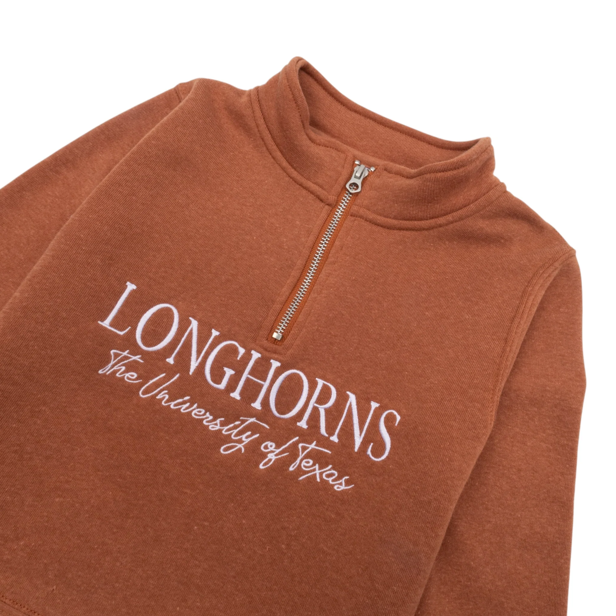 Youth ZooZatZ Texas Longhorns Script Embroidered Crop Quarter Zip - Image 3
