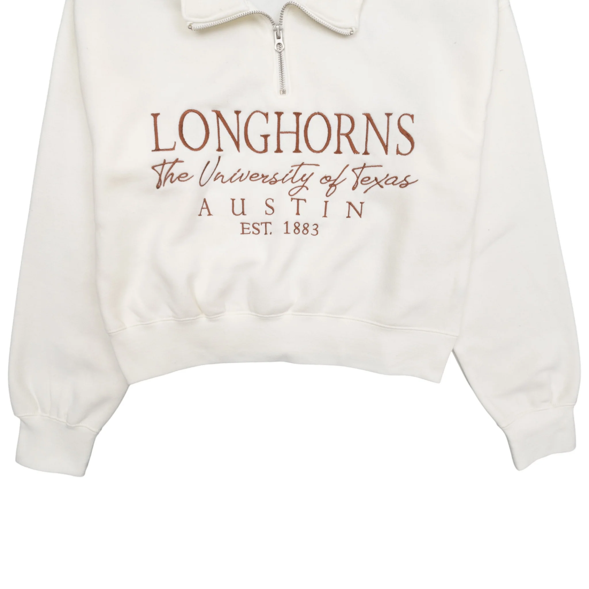 ZooZatZ Texas Longhorns Script Embroidered Crop Quarter Zip - Image 2